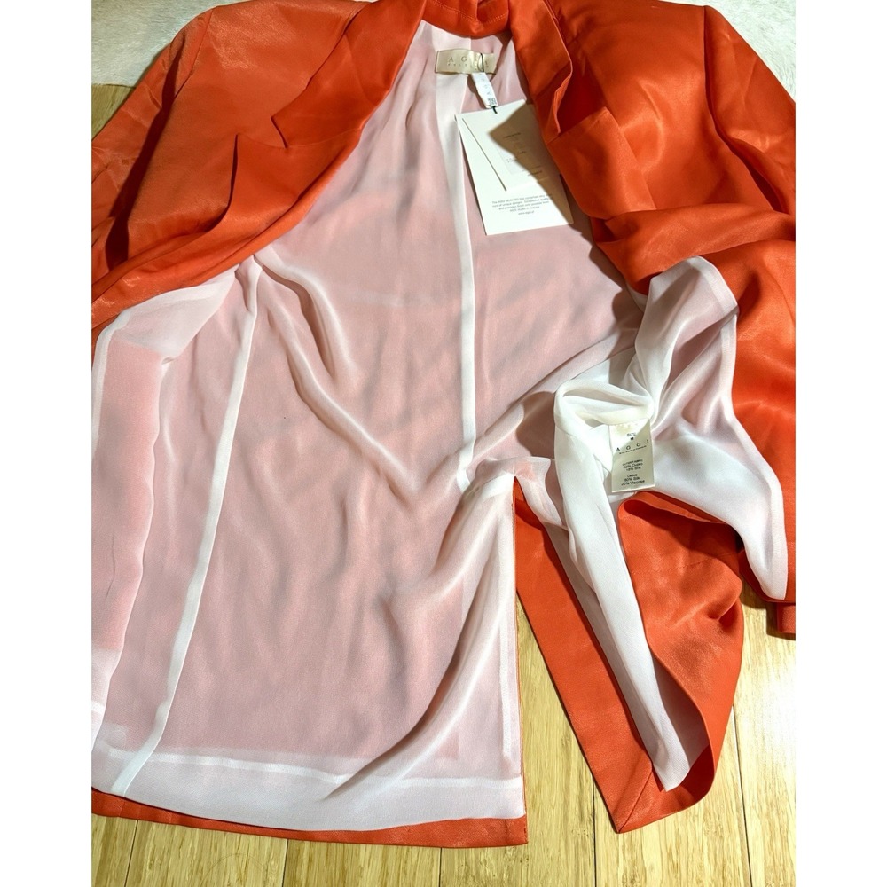 AGGI Bellamy Satin Nasturtium Blazer in Orange silk womens sizs medium New W/Tag - Picture 8 of 8